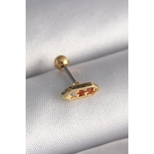 Mey İthalat 316l Çelik Gold Renk Turuncu Zirkon Taşlı Tragus Piercing Altın 94408106