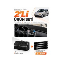 Honda Hr-v 1998-2005 Uyumlu Torpido Örtüsü + Deri Bagaj Çantası + Sticker Seti - Siyah Gri
