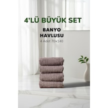 4 Lü Çizgili Gri Renk Yumuşak Pamuk Banyo Havlu Seti 70x140 Cm