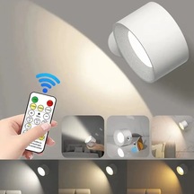 Padalink Usb Şarjlı Led Duvar Lambası, Dokunmatik Ve Uzaktan Kumanda, 3 Renk Sıcaklığı, 3 Parlaklık Seviyesi, 360 Dönebilen, Kurulum Gerektirmeyen Mutfak/yatak Odası Gece Lambası Beyaz