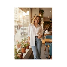 Polologin Butik Oversize Poplin Gömlek - Beyaz Diğer