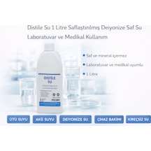 Distile Su 1 Litre Saflaştırılmış Deiyonize Saf Su Laboratuvar Ve Medikal Kullanım 1 Adet