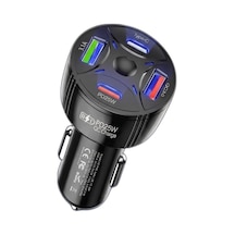 Super Şarj 4 Port Pd25w, Qc3.0, Araç Şarjı Çakmaklık, 2x Usb 2x Type-c, Çoklayıcı, 12-24v, 5v/6a Max,