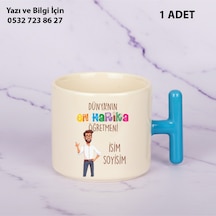 Dünyanın En Harika Öğretmeni Tasarımlı T Kupa Bardak-öğretmenler Günühediye Kişiye Özel İsim Yazılır Mavi