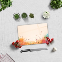 Cam Kesme Tahtası Renkli Notalar 20cm X 30cm