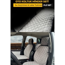 Su Geçirmez & Terletmez Sırtlı Oto Koltuk Minder Seti-koltuk Koruma Kılıfı 3'lü Set -gri