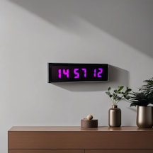 Dijital Led Duvar Ve Masa Saati Derece Ve Nem - Mor Kasa Ölçüsü: 16x40 Cm