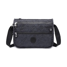 Smart Bags Çok Cepli Günlük Orta Boy Su Geçirmez Krınkıl Kumaş Kadın Omuz Çantası Puantiye Siyah