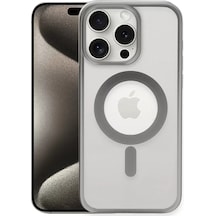 Newface Apple İphone 15 Pro Max Kılıf Erozi Magsafe Kapak - Gümüş