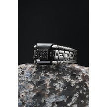 Pençe Figürlü Siyah Baget Taşlı 925 Ayar Gümüş Erkek Yüzüğü 901719 Gümüş