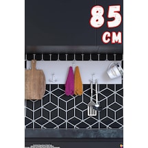 Geyik 15 Kancalı Mutfak Askısı 3'lü Set 71,4x19 Cm - Şık Tasarım, Çok Amaçlı Düzenleyici Ve Yer Tasarrufu Beyaz