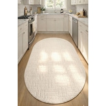 Raschel Carpet Oval Yıkanabilir Leke Tutmaz Moopy Krem Mutfak Halısı Kaymaz Taban Halı Yenımodelelıps 1001a Krem Krem
