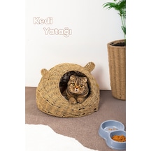 Porsima Ph49 Doğal Hasır Örgü Kedi Köpek Yuvası Kedi Köpek Yatağı 55x40cm