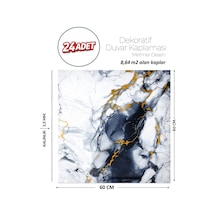 60x60 Cm Kendinden Yapışkanlı Duvar,banyo,tezgah Arası Mavi-siyah Mermer-24 Adet 1123-60-24