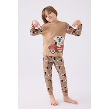 Rolypoly Erkek Çocuk Kahverengi Pijama Takımı 5274-45638 Kahverengi