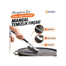 Yerliçöppoşeti Mangal Izgara Temizleme Fırçası Paslanmaz Çelik Telli, Uzun Saplı Grill Temizlik Aparatı Mangal Temizlik Fırçası