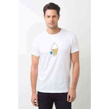 Ice Cream Baskılı Beyaz Erkek Tshirt
