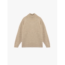 Koton Oversize Uzun Kollu Dik Yaka Triko Kazak Vizon 6wak90167ht Vizon