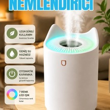 Aromaterapi Difüzörlü Ultrasonik Oda Nemlendirici 7 Renk Led Ve Otomatik Kapanma