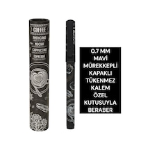 0.7 Mm Mavi Mürekkepli Kapaklı Tükenmez Kalem Özel Kutusuyla Beraber Kahve-3