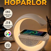 Rgb Gece Lambalı Bluetooth 5.0 Hoparlör Kablosuz Şarj Ve Fm Radyo