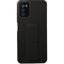 Samsung Galaxy A03s Kılıf Mega Standlı Silikon - Siyah