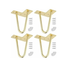 Mufunye Firkete Masa Ayakları, 4 İnç Dıy Metal Masa Ayakları, Altın