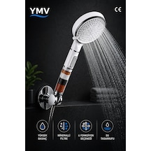 Ymv Mineralli Filtreli 5 Fonksiyonlu Duş Başlığı Start Stop Butonlu Basınç Destekli Banyo El Duşu Beyaz