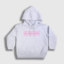 Presmono Unisex Çocuk Logo Blackpink Kapüşonlu Sweatshirt Beyaz