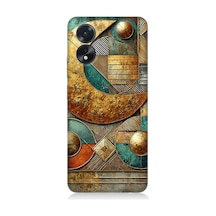 Oppo A38 Uyumlu Yarım Ay Geometrik Kompozisyon Desenli Silikon Kılıf Çok Renkli