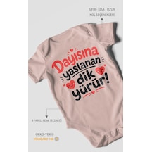 Morivokids Dayısına Yaslanan Dik Yürür Kısa Kollu Bebek Body %100 Pamuk Zbn254-kk Pastel Pembe
