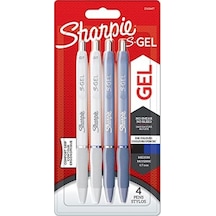 S-gel Jel Kalem 0.7 Mm Uç, Buz Mavisi & Beyaz İnci 4'lü Paket, Siyah & Mavi Mürekkep 124-Pembe