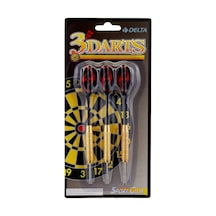 Delta Dart Oku 3 Lü Set - Çelik Uç + Pirinç Gövde + Renkli Kanat - Dart Oku Seti, 24 Gr
