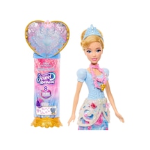 Filmden İlham Alan Disney Prensesi Cinderella Bebek, Aksesuarlar, Kalp Şeklinde Değerli Taş Kutusu İle Çocuk Yüzüğü Dahil 8 Sürpriz Ve 9 Parça, Jhl50