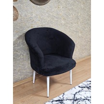 Zafir Tekli Teddy Beyaz Boyalı Sivriltme Ayak Çay Seti Koltuk Tekli Berjer , Balkon, Salon, Ofis Siyah