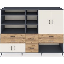 Hyperion Dolap 10 Raflı 6 Çekmeceli 4 Kapaklı 220x44x163 Antrasit Antrasit-aytaşı/çam