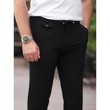 Ütü Gerektirmeyen Slim Fit Gofre Jogger Siyah