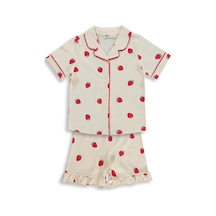 Civil Girls Çilek Desenli Şortlu 2-5 Yaş Pijama Takımı - Fil Dişi
