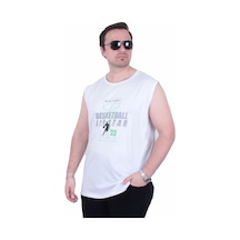 Starbattal Büyük Beden Baskılı Kolsuz Tişört Basketball 26123 Beyaz
