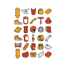 30 Adet Retro Sokak Kaykayı Sticker Seti - Kaykay, Laptop, Kılıf Çok Renkli