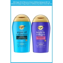 Ogx Argan Oil Of Morocco Onarıcı Sülfatsız Şampuan 88.7 Ml & Biotin & Kolajen Dolgunlaştırıcı Sülfatsız Saç Bakım Kremi 88.7 Ml