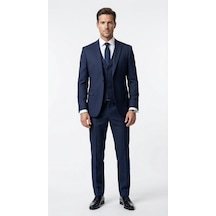 Erkek Klasik Slim Fit Armürlü Kumaş Tek Düğmeli Çift Yırtmaçlı Klasik Yaka Takım Elbise 7 Drop Lacivert Erkek Klasik Slim Fit Armürlü Kumaş Tek Düğmeli Çift Yırtmaçlı Klasik Yaka Takım Elbise 7 Drop Lacivert