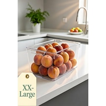 Buzdolabı Organizeri Xx Large Boy Şeffaf Saklama Kutusu Dolap İçi Derin Ve Geniş Organizer Renkli