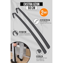 Orvila 2 Adet - Antrasit 60 Cm Ayakkabı Çekeceği Sert Plastik Asılabilir Çekecek Yumuşak Kerata Uzun
