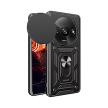 Newface Xiaomi Redmi A3 4g Kılıf Pars Lens Yüzüklü Silikon - Siyah Yüzüklü, Kılıf