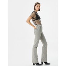 Koton Eskitilmiş Hafif İspanyol Paça Kot Pantolon Dar Kesim Standart Bel Pamuklu Cepli - Victoria Slim Jeans Gri 4wal40136mw 4WAL40136MW027 Gri
