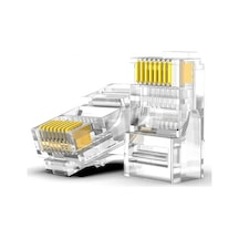 Koodmax - 50 Adet - 50u" Gold Plated Cat5e Rj45 Konnektör - 8p8c Ethernet Kablo Ucu Konnektörü Jack