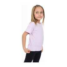 Toontoy Kids Toontoy Kız Çocuk Bisiklet Yaka Kısa Kollu Lastikli Tişört Açık Lila