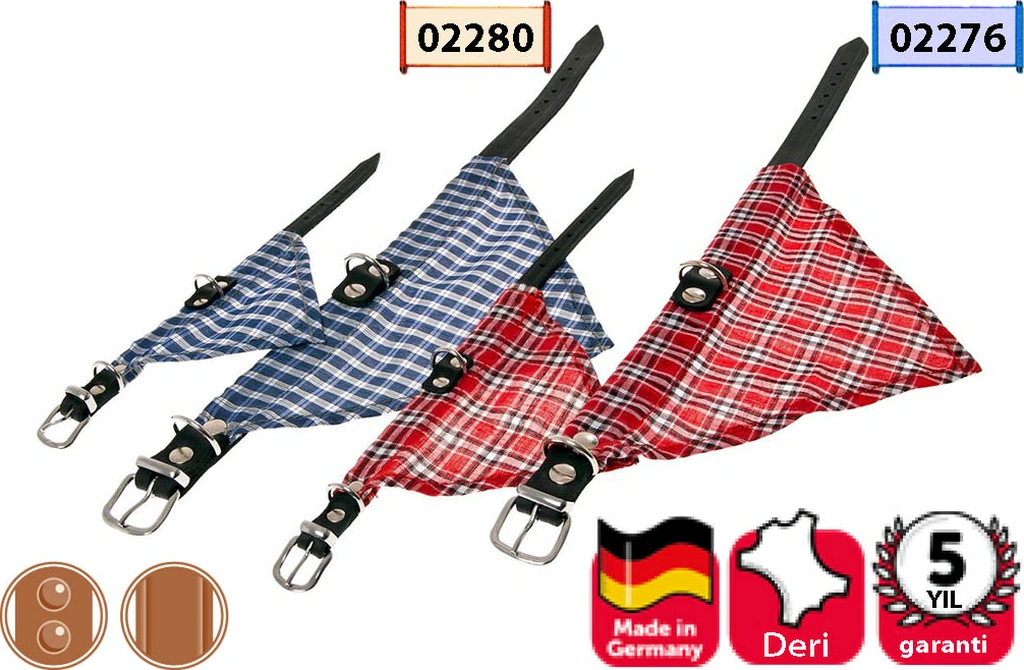Karlıe Deri Bandanalı Boyun Tasma 37cm Mavi Çok Renkli