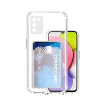Kvy Samsung Galaxy Uyumlu A03s Kamera Korumalı Kartlıklı Setra Şeffaf Silikon Kılıf